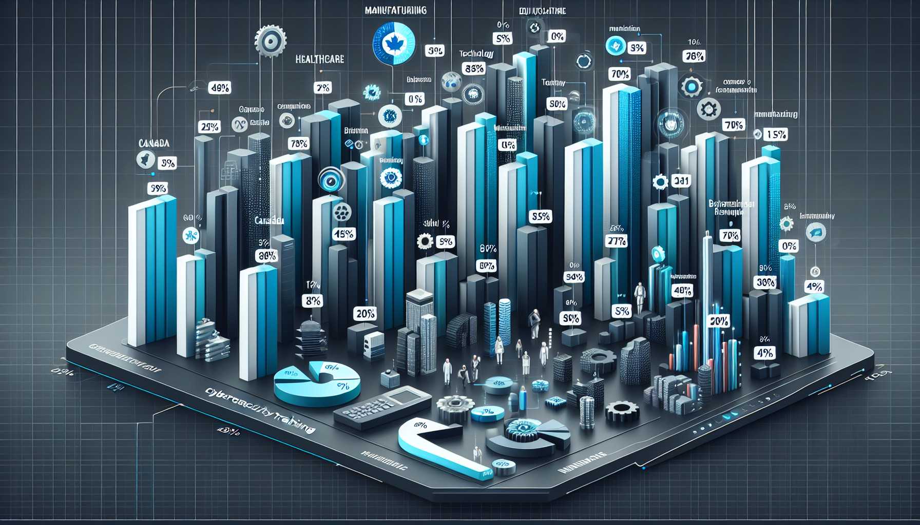 a graph showing the percentage of businesses in Canada that have implemented cybersecurity training