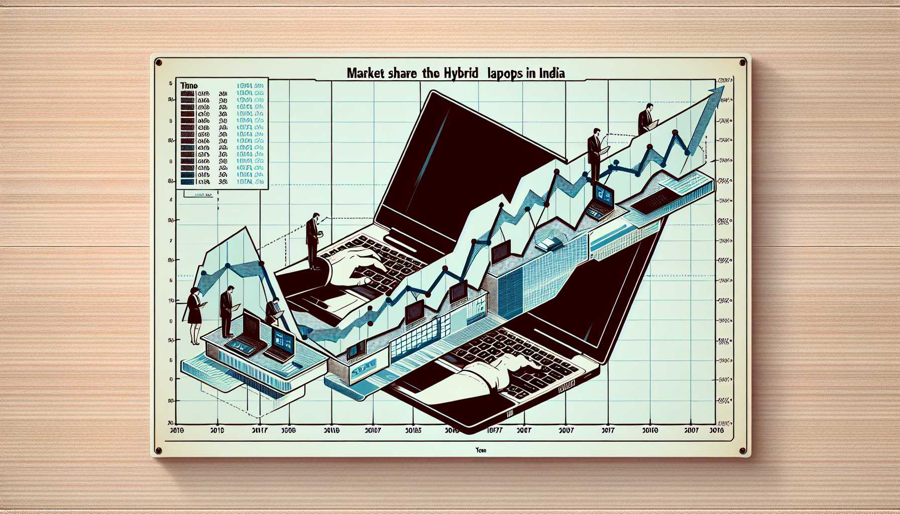a graph showing the market share of hybrid laptops in India over time