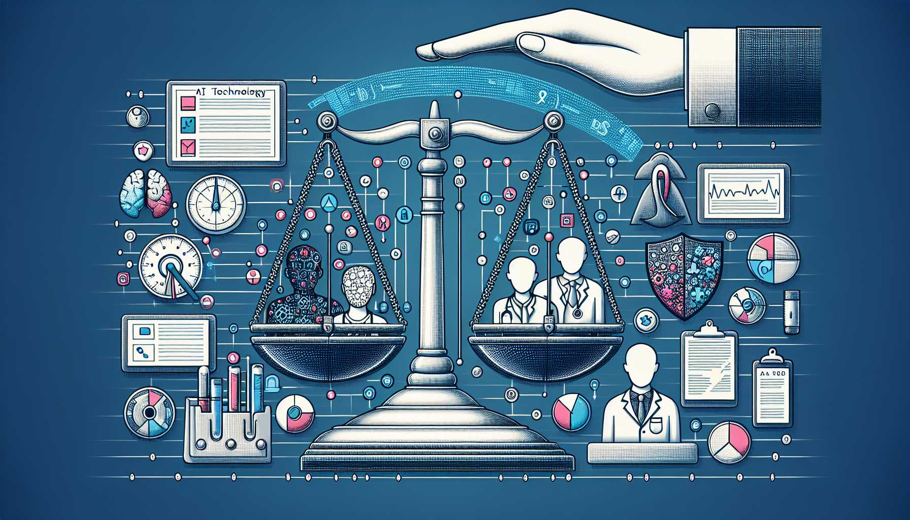 digital illustration of protecting against bias in AI healthcare