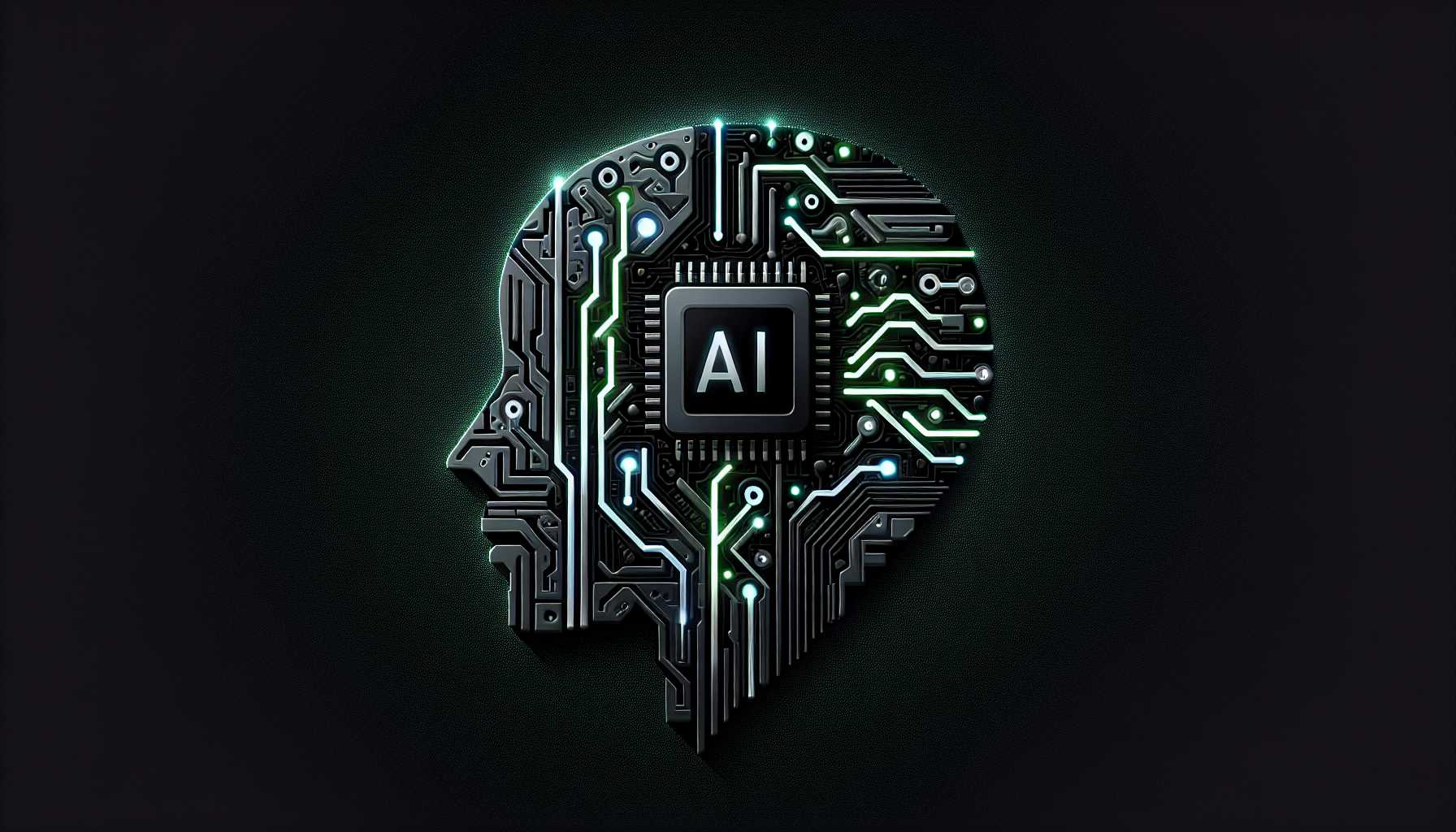 Nvidia logo with custom AI chips and circuit board