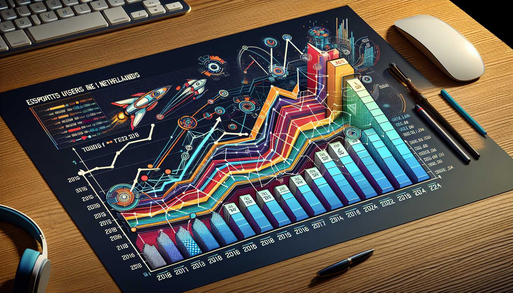 a graph showing the growth of esports users in the Netherlands from 2018 to 2024