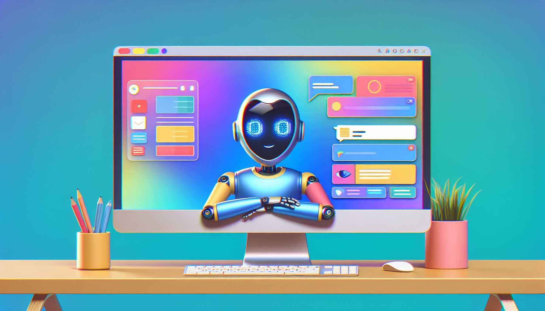 an animated AI assistant popping up in a taskbar