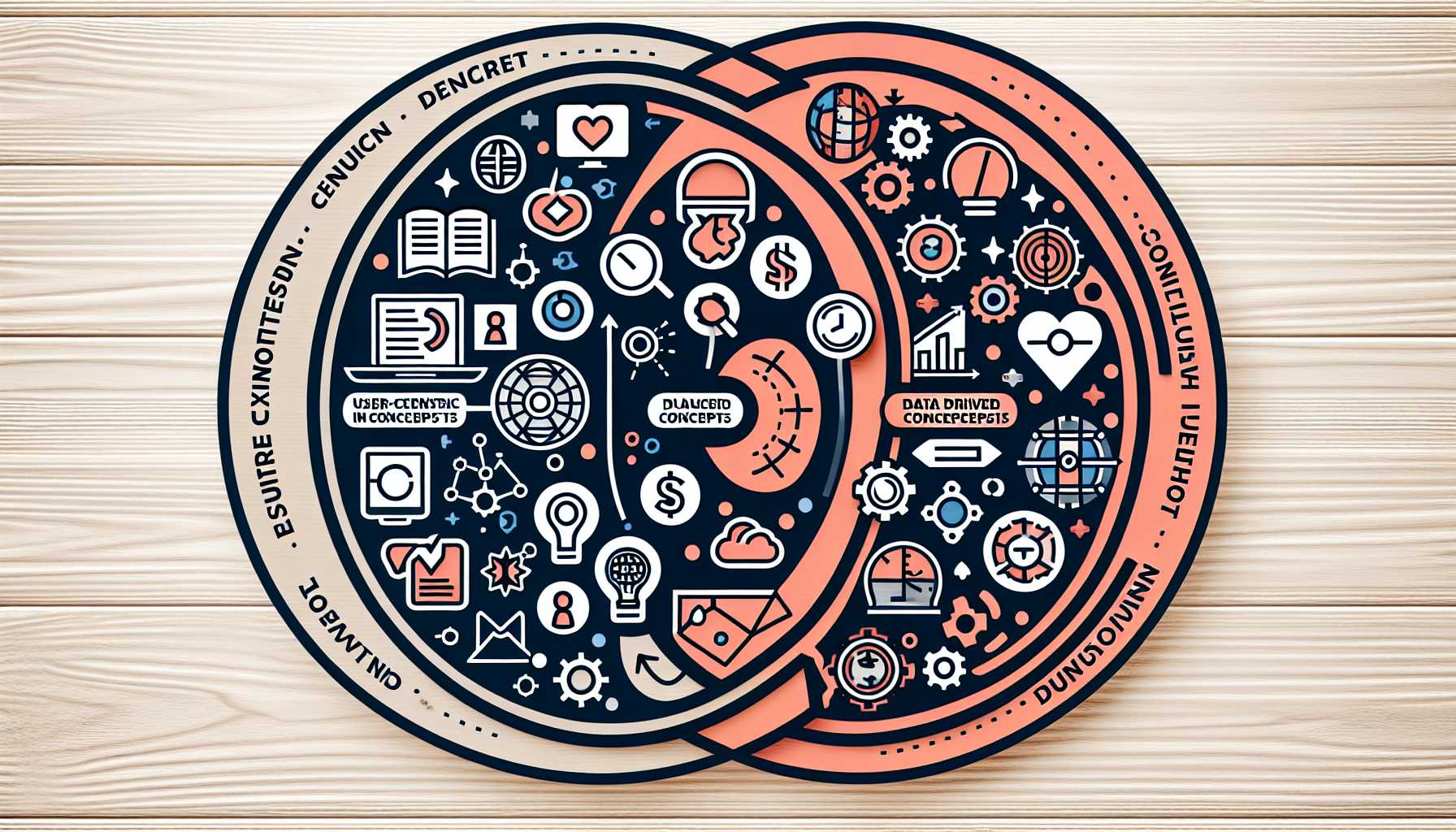 A venn diagram overlapping user-centric and data-driven concepts in product development