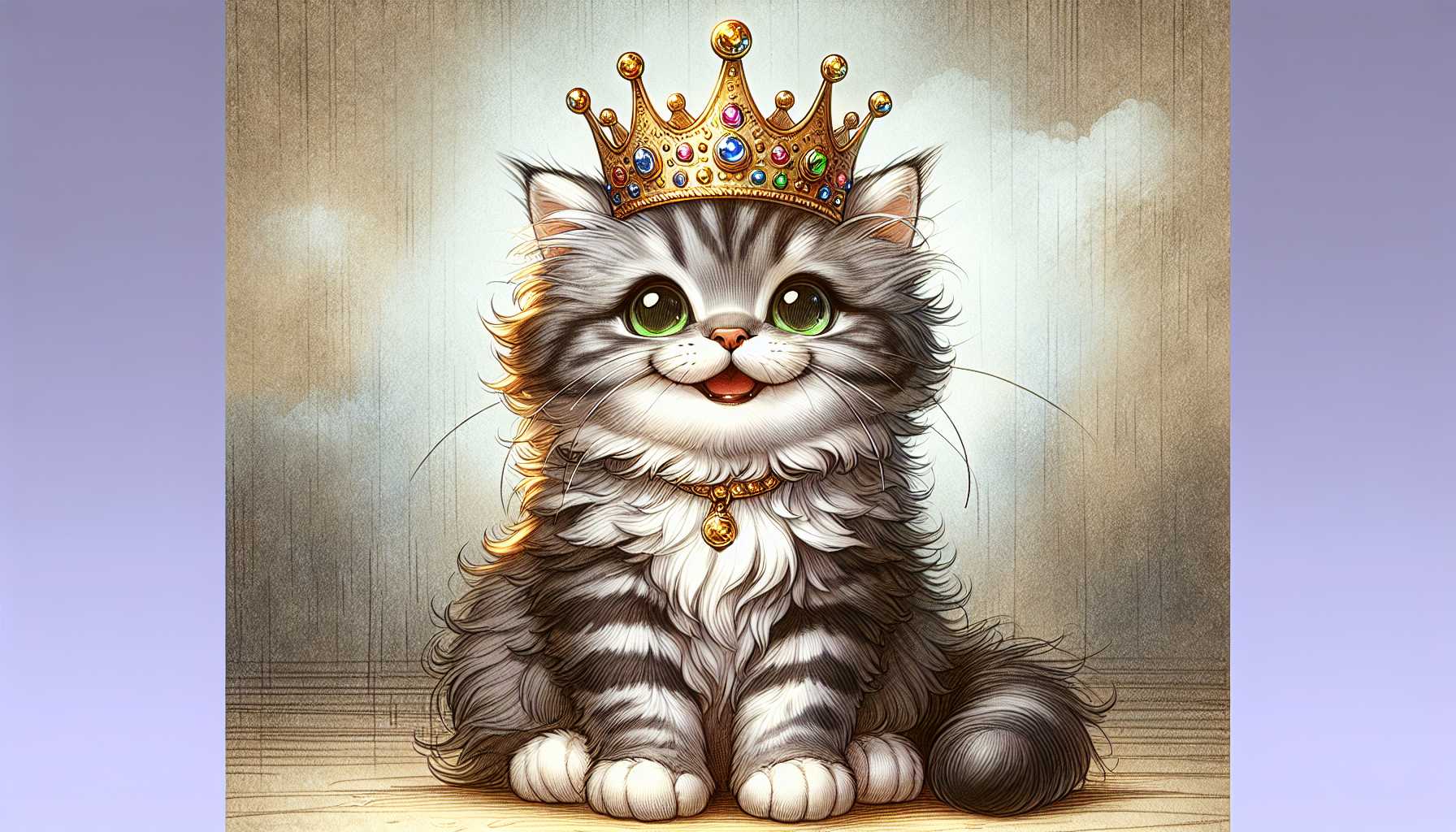 a happy cat wearing a crown