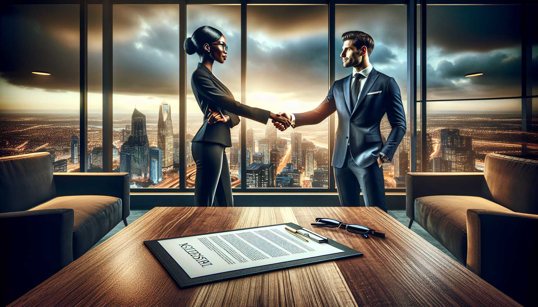 Corporate acquisition handshake