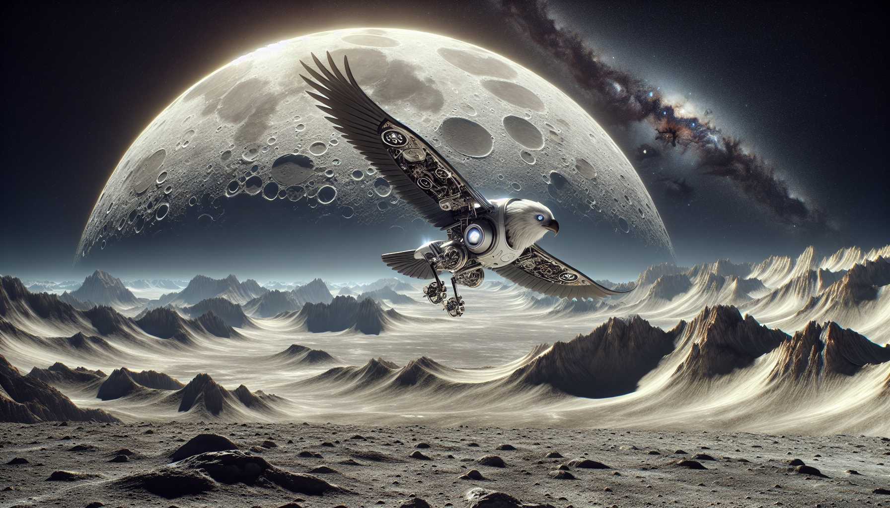 Depiction of EagleCam taking a snapshot of the moon’s surface