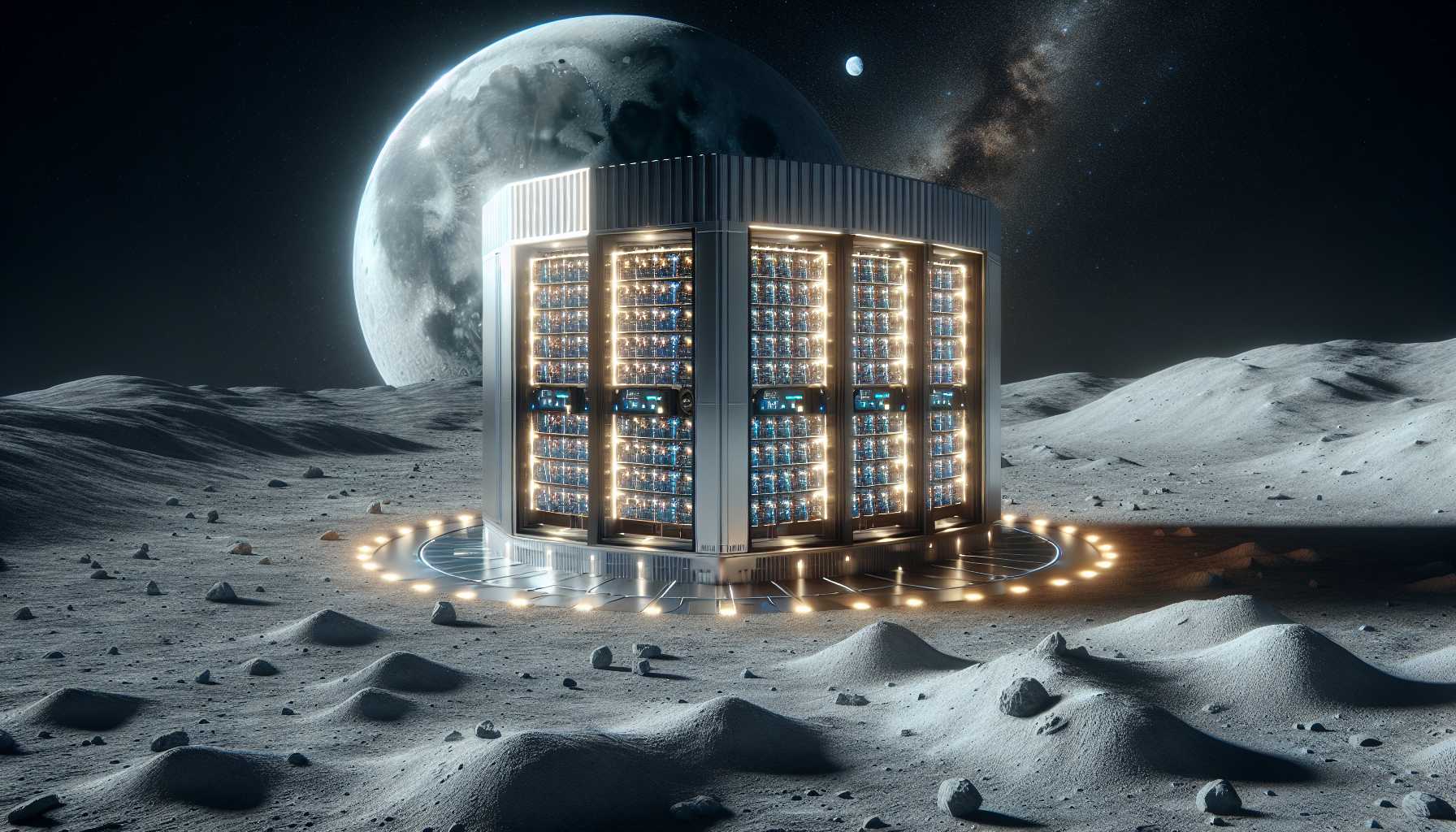 Concept art for a lunar data vault, symbolizing off-Earth data storage