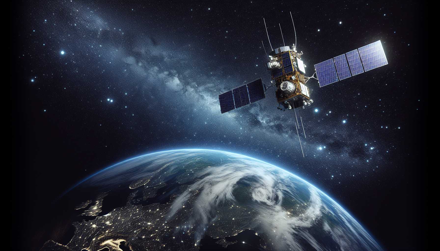 Satellite in space monitoring methane emissions from Earth