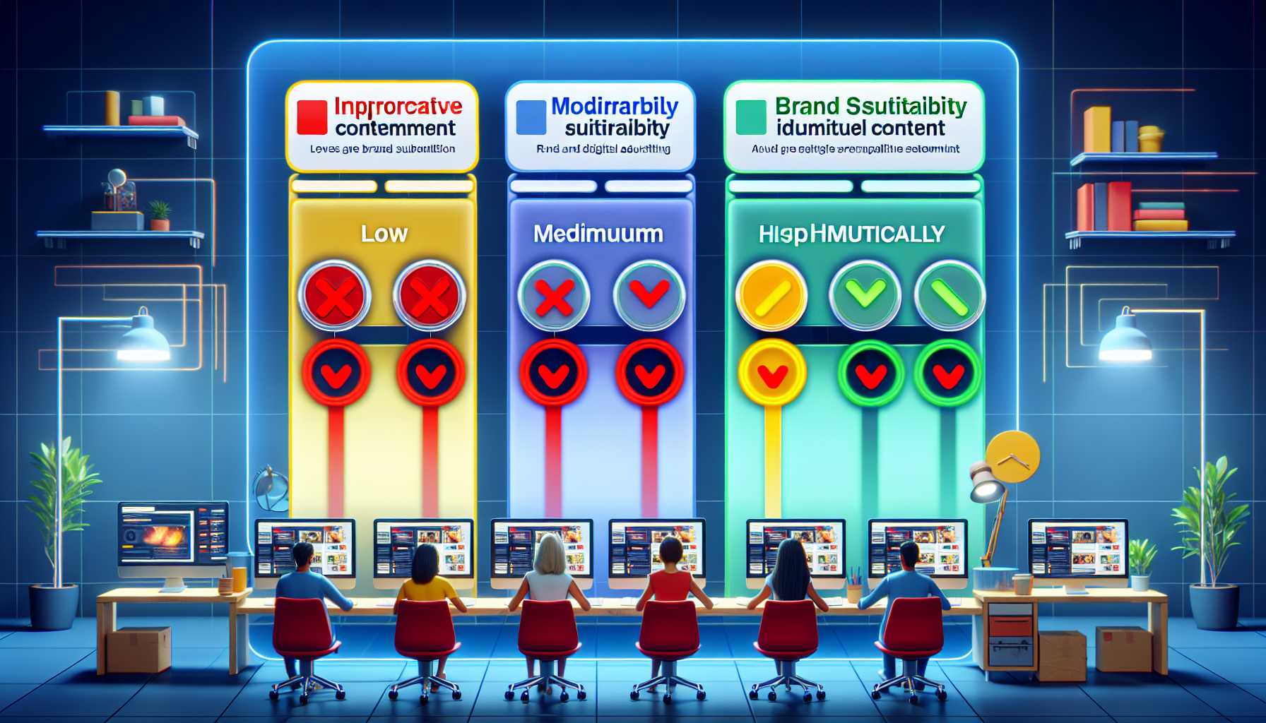 AI categorizing different levels of brand suitability for digital advertising content