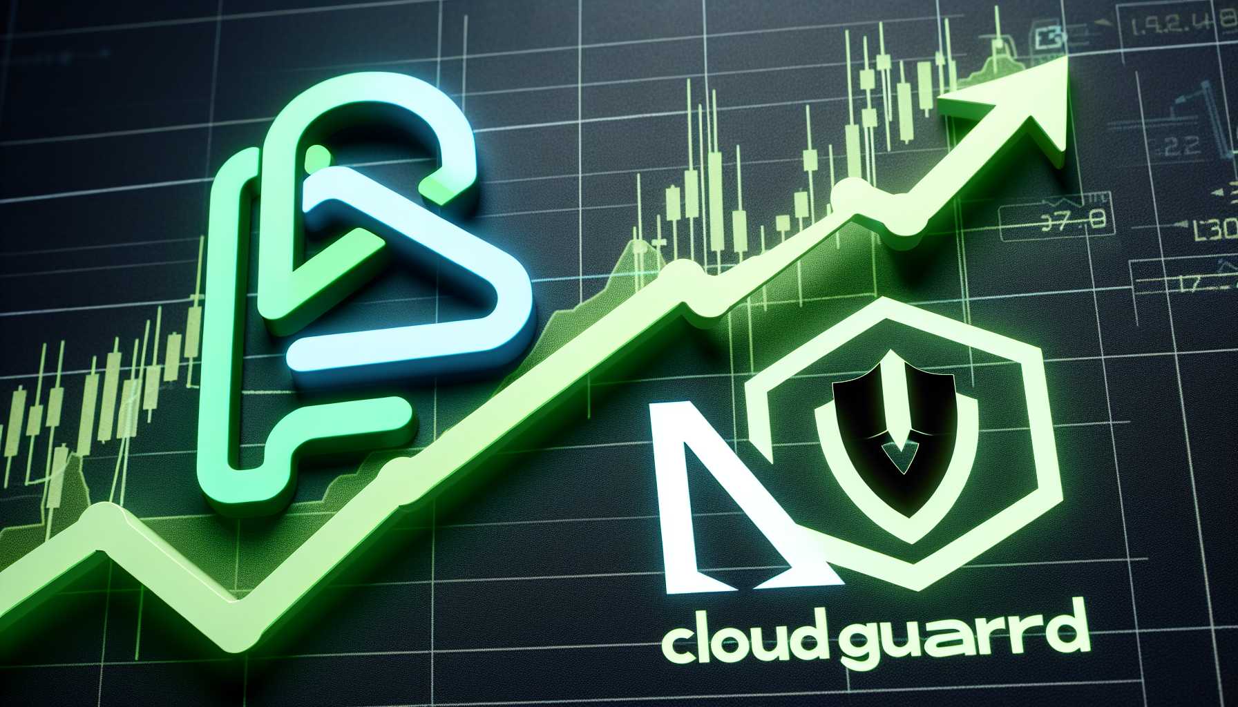 An upwards trend on a stock graph with symbols of Nvidia and CrowdStrike beside it