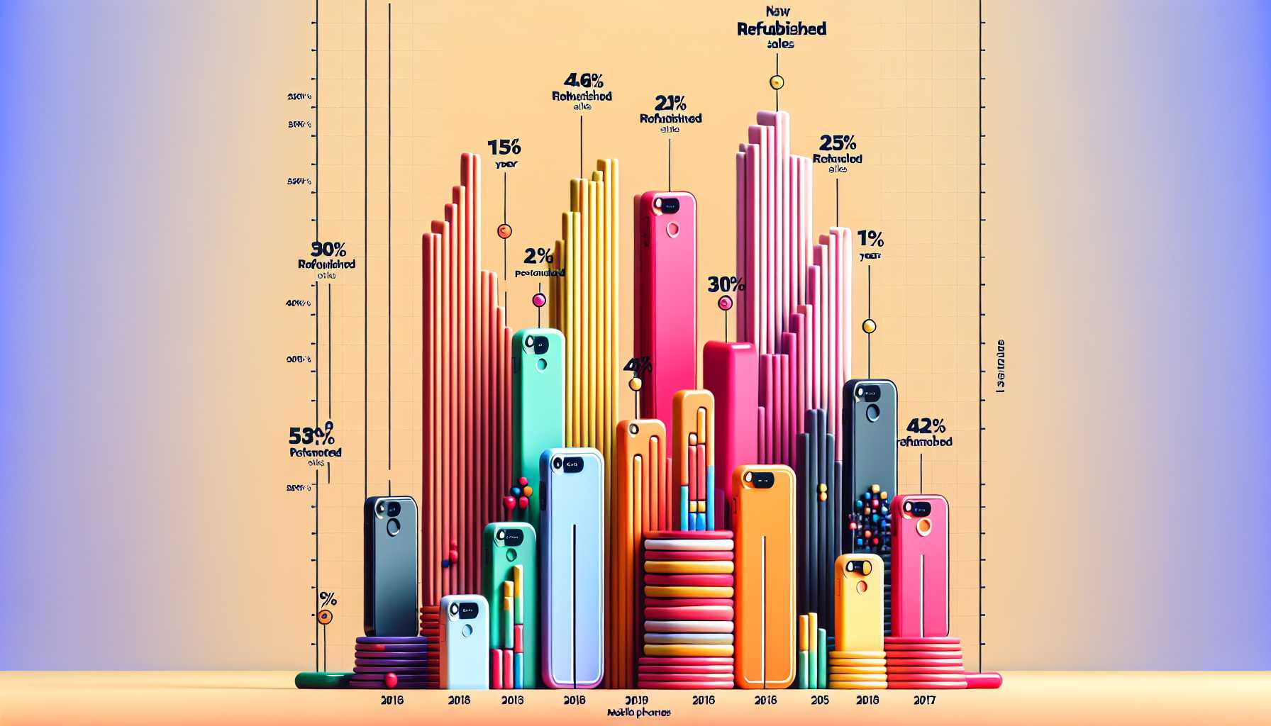 Graph showing the percentage of refurbished mobile phones sold in Mexico