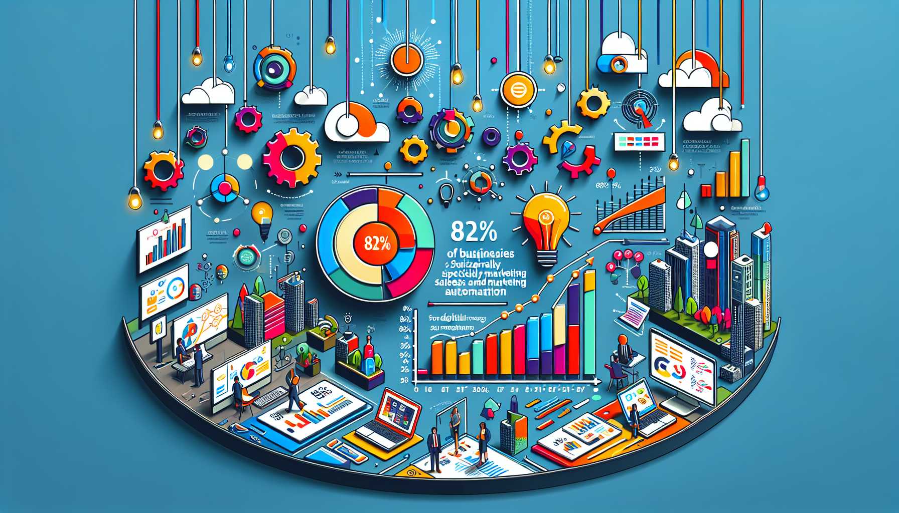 a graph showing that 82% of businesses in Switzerland use digital tools for sales and marketing automation