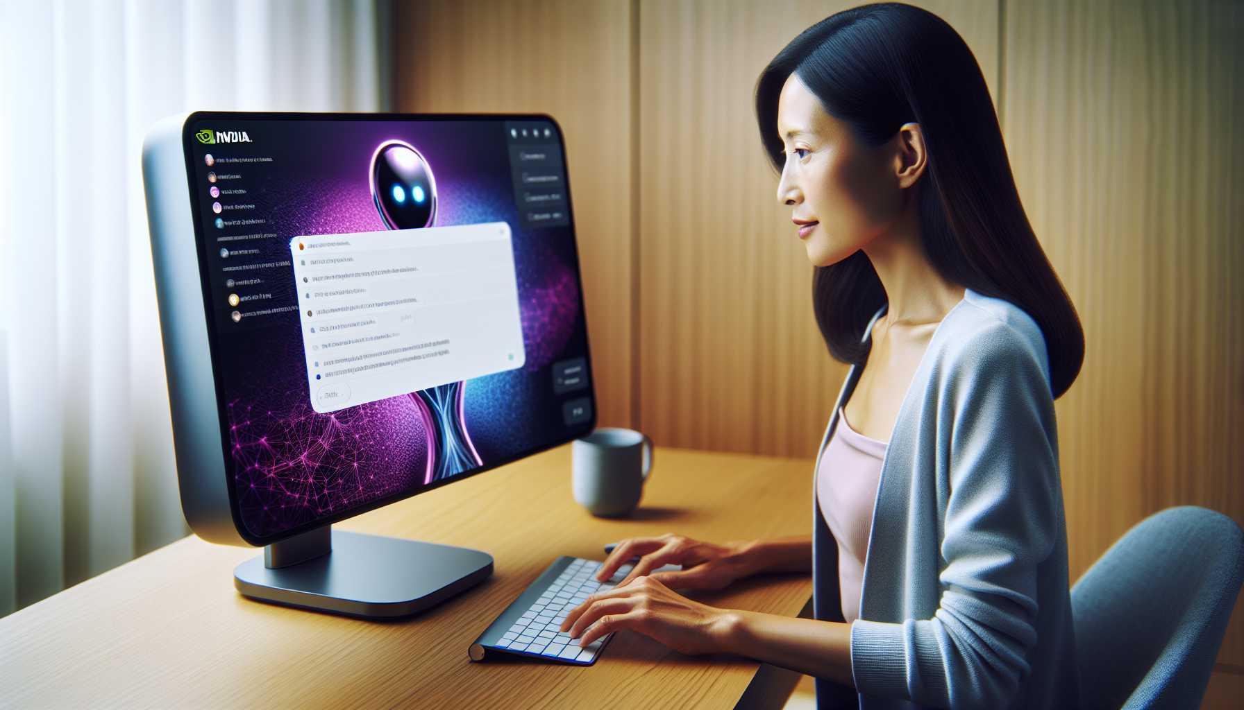 person using Nvidia's AI chatbot on a computer