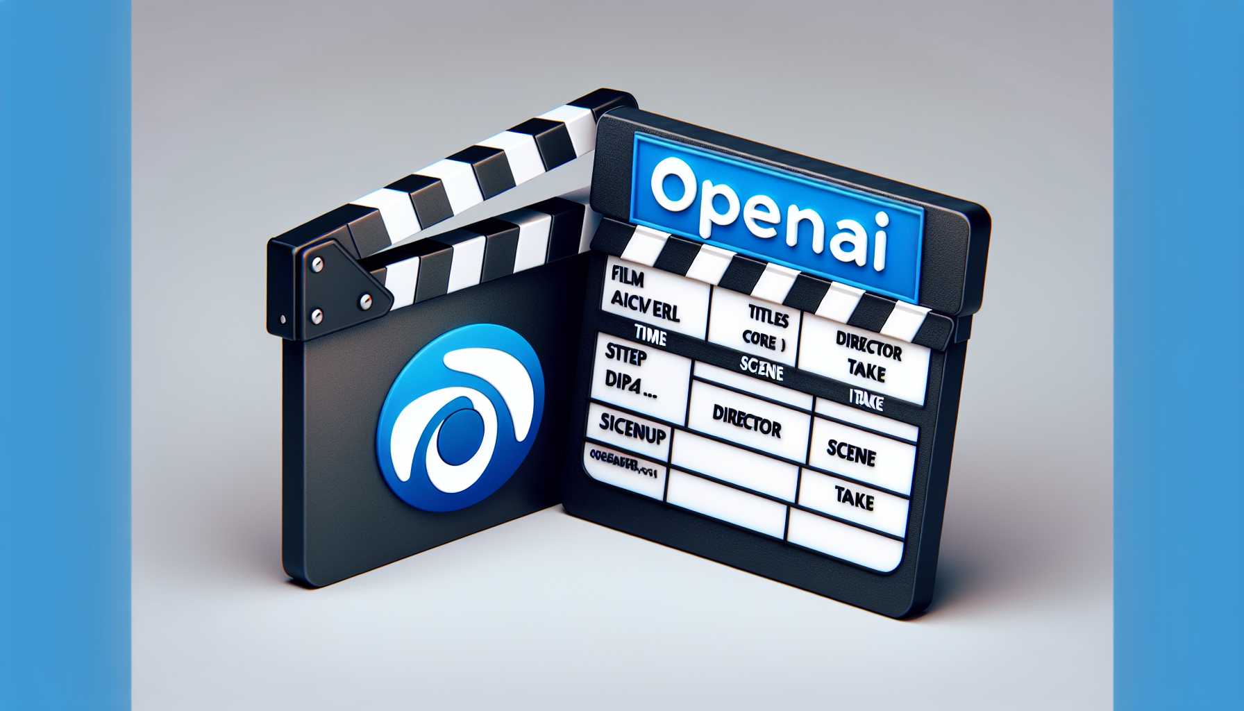 a side-by-side visual of the OpenAI logo and a movie slateboard