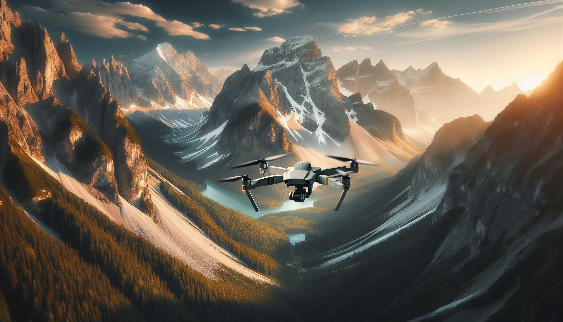 a drone flying over a mountain