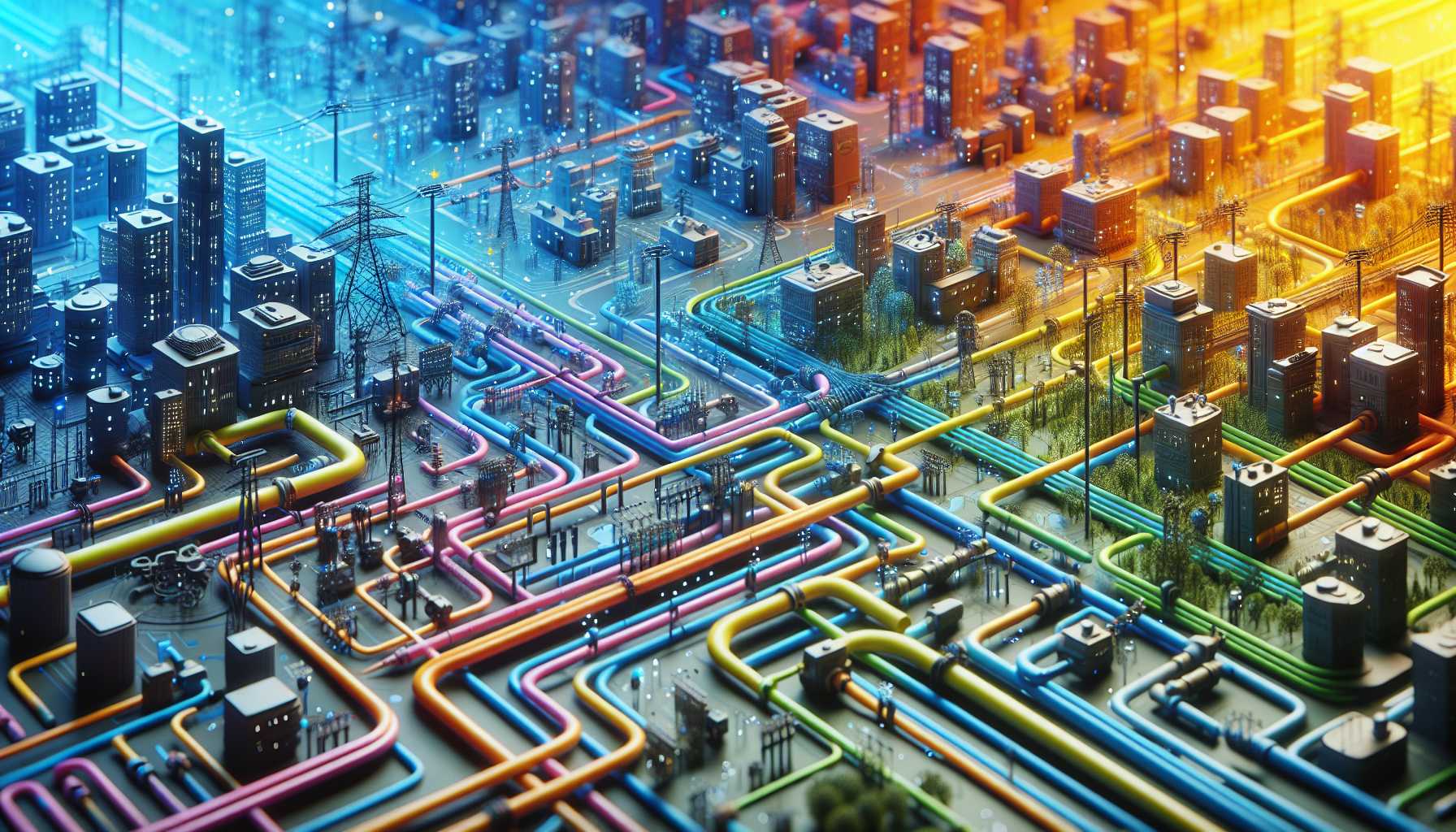 digital 3D model of utility grids with weather overlay