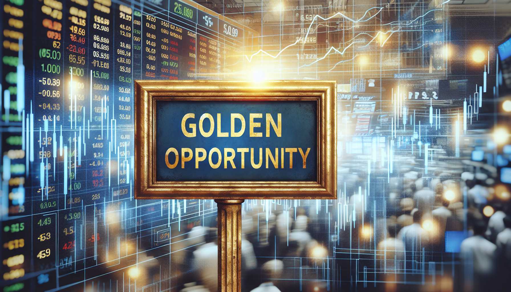 golden opportunity sign against a stock market background