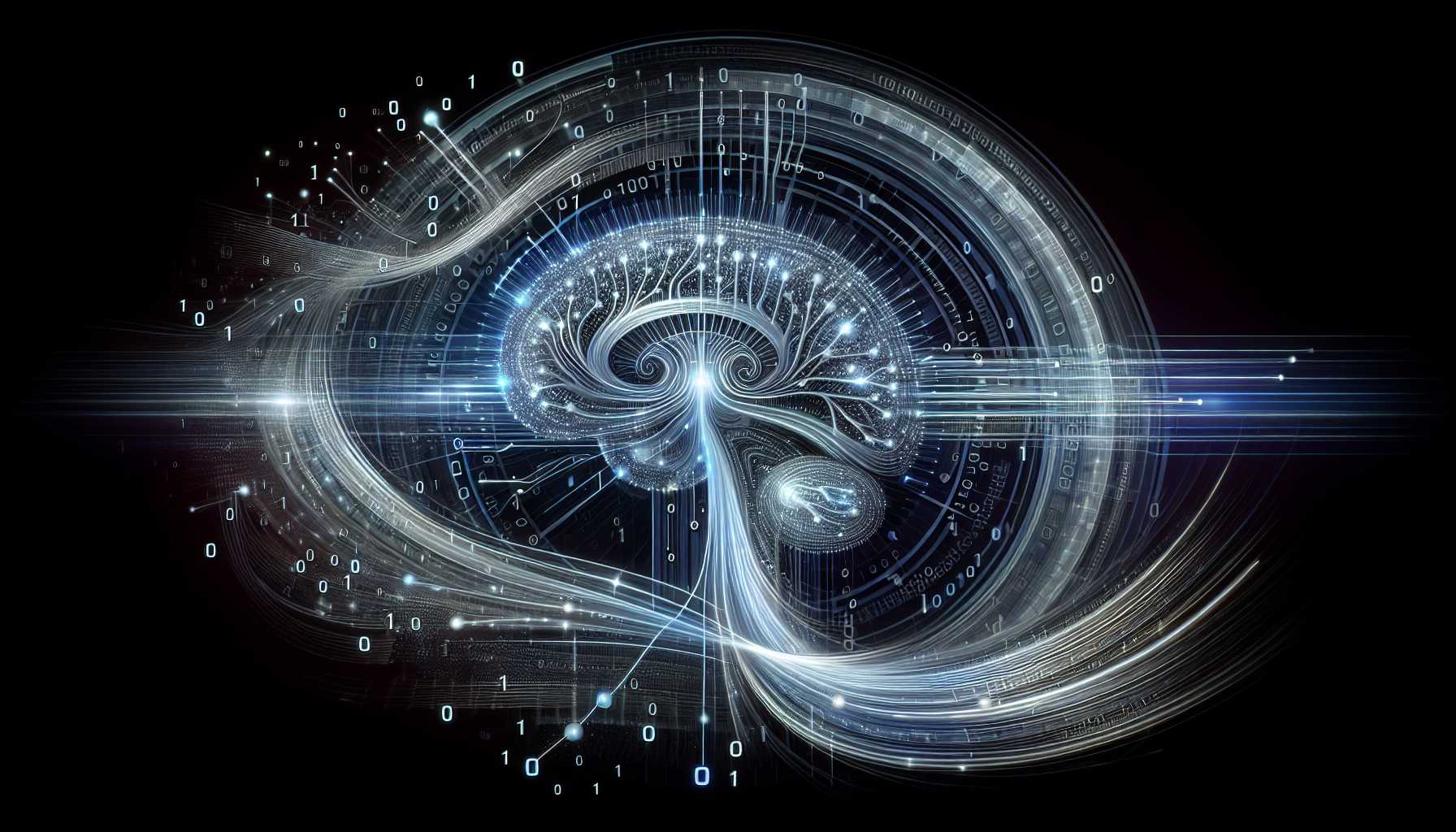 AI technology concept illustration representing data processing and learning