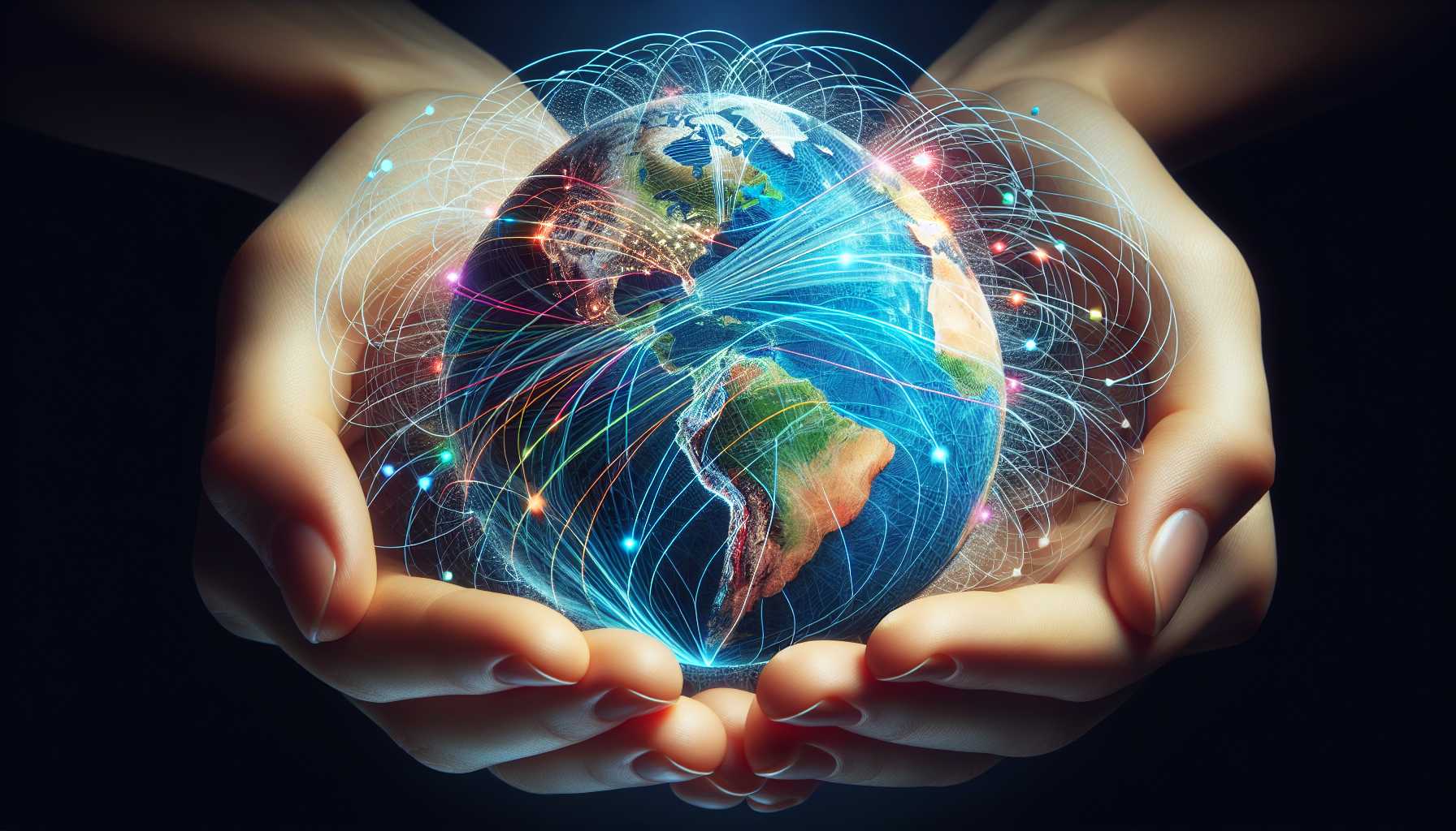 hands holding the earth with digital connections representing global leaders addressing AI concerns