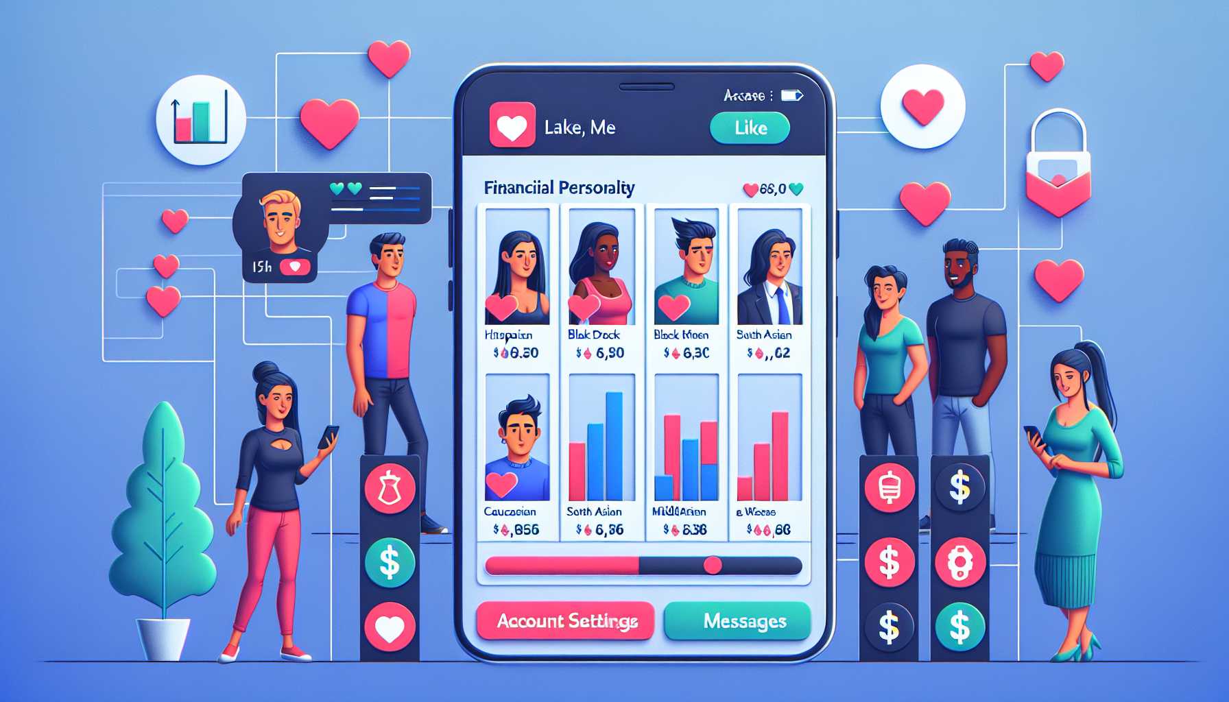 finance-based dating app interface