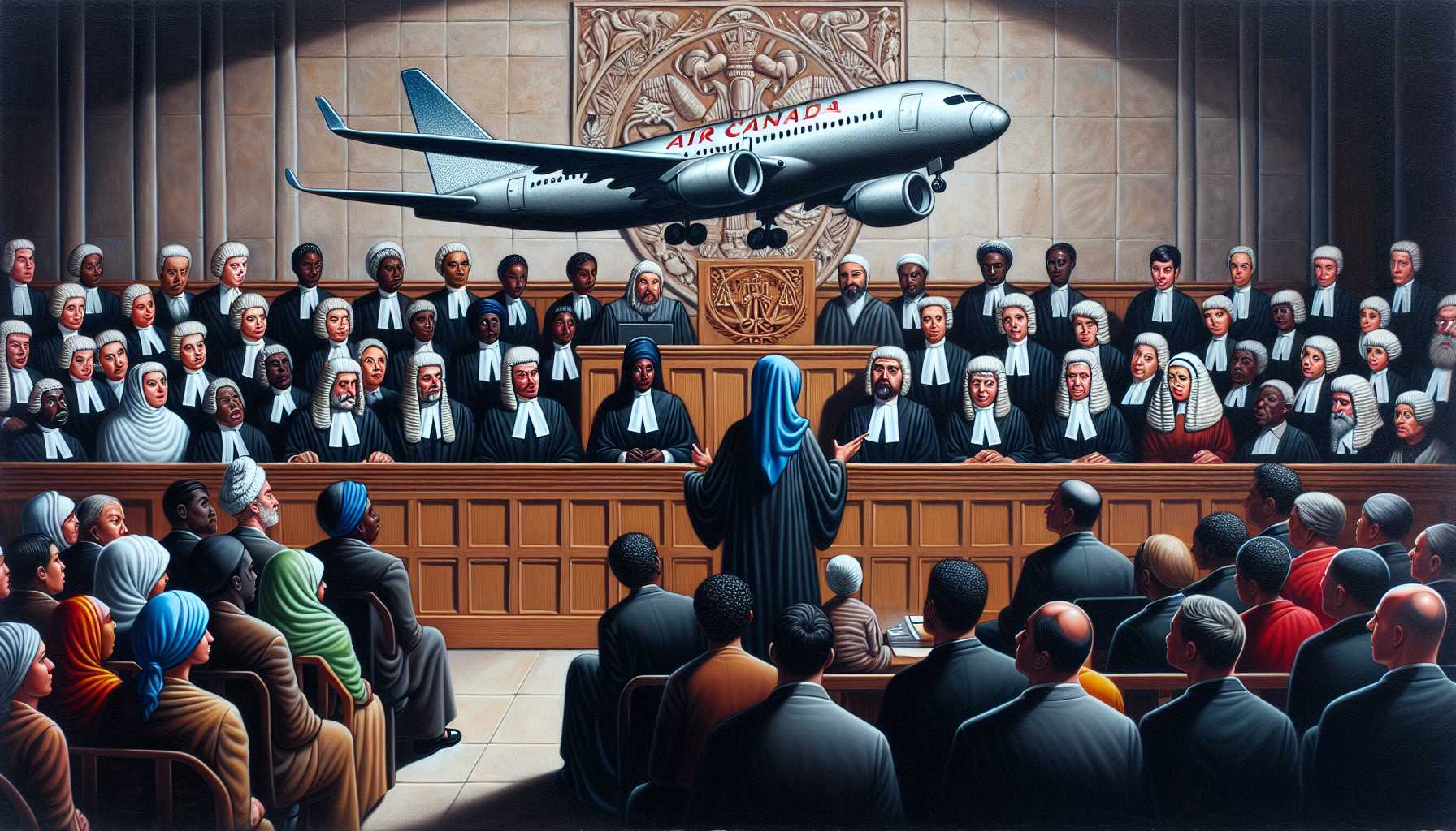 Courtroom scene with Air Canada as defendant