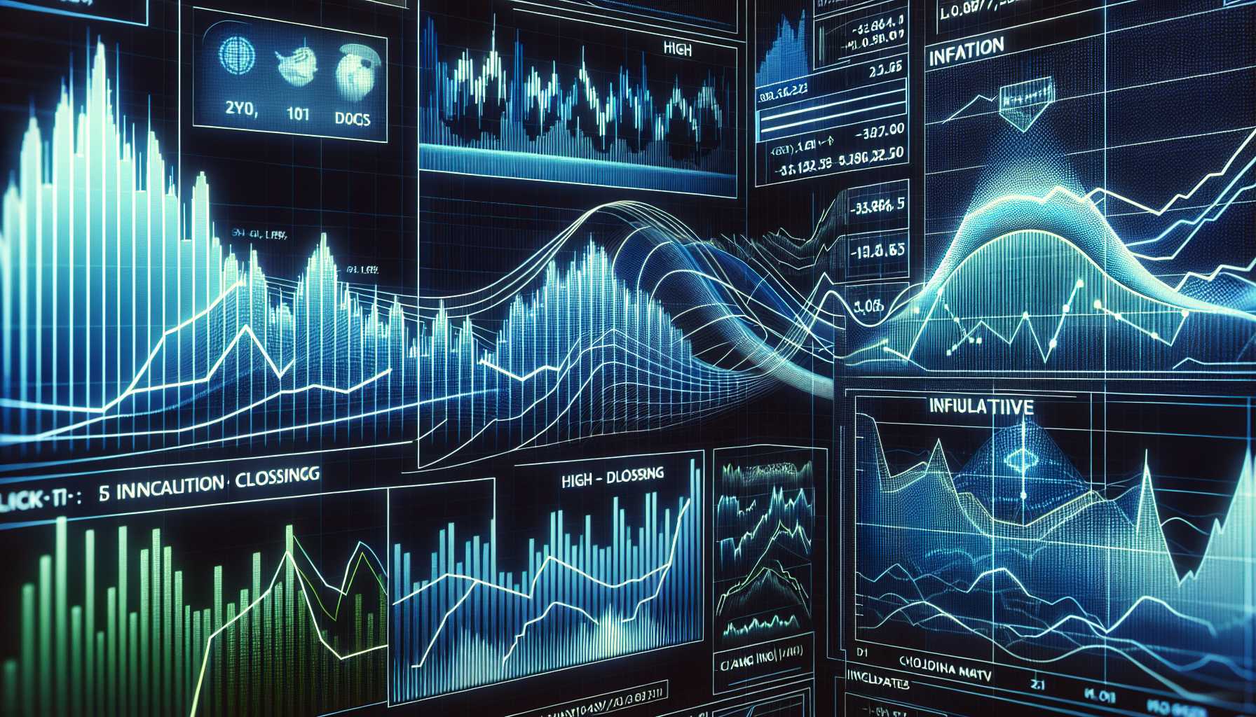 stock market vectors and graphs with inflation indicatives