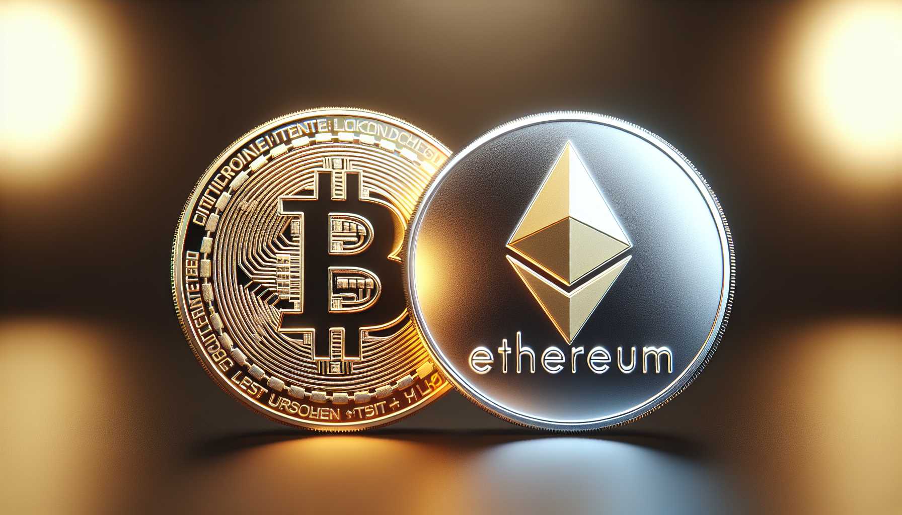 coins representing bitcoin and ethereum cryptocurrencies