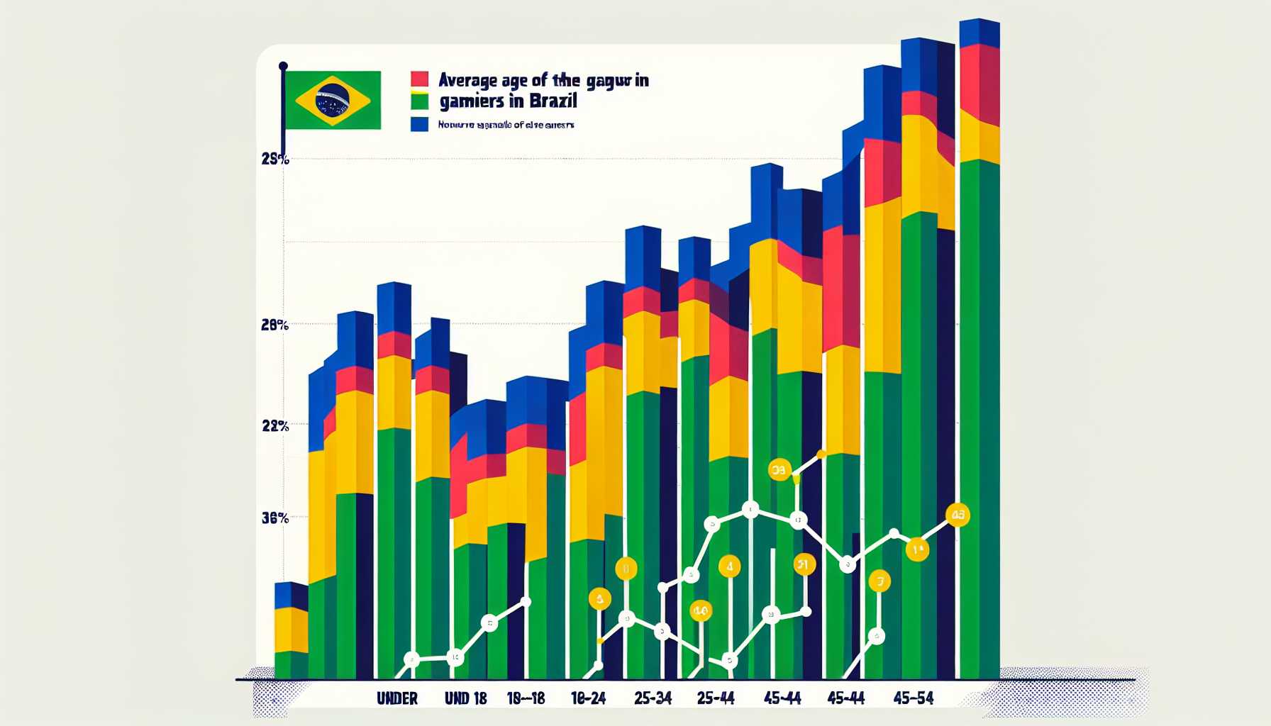 a graph showing the average age of gamers in Brazil