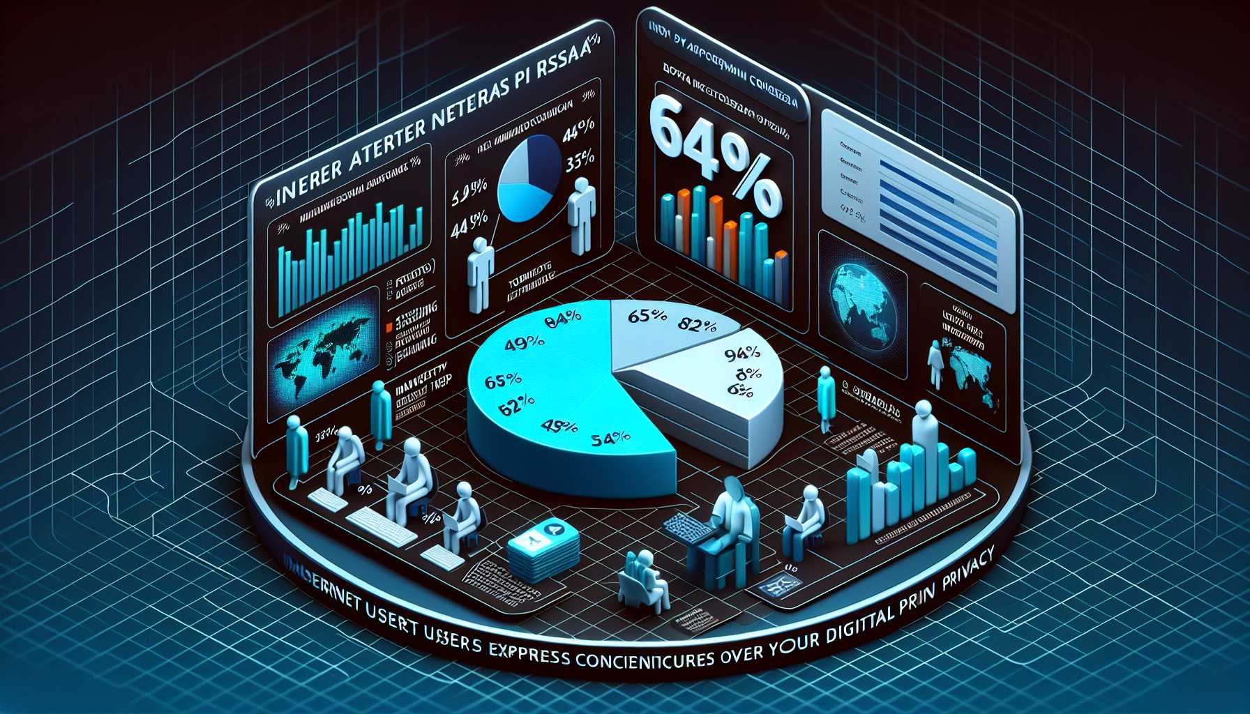 Graph showing that 64% of Russian internet users are concerned about their digital privacy