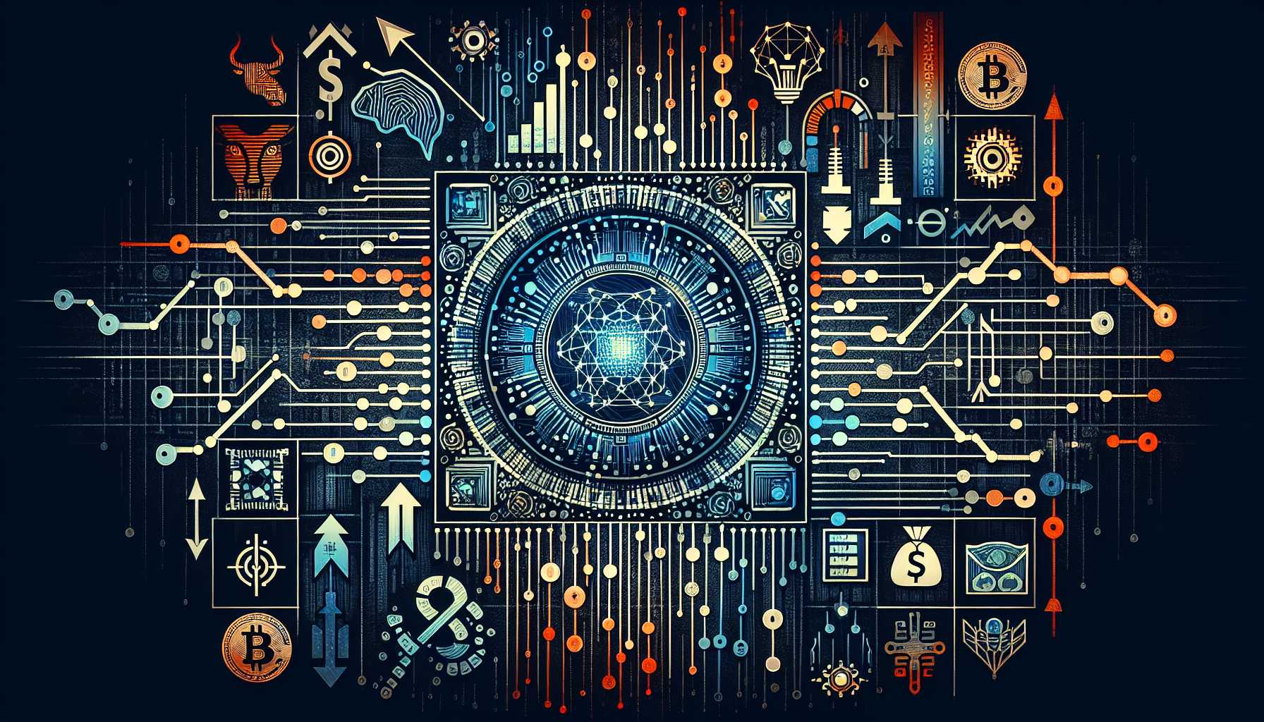 abstract representation of Nvidia AI technology with stock market elements