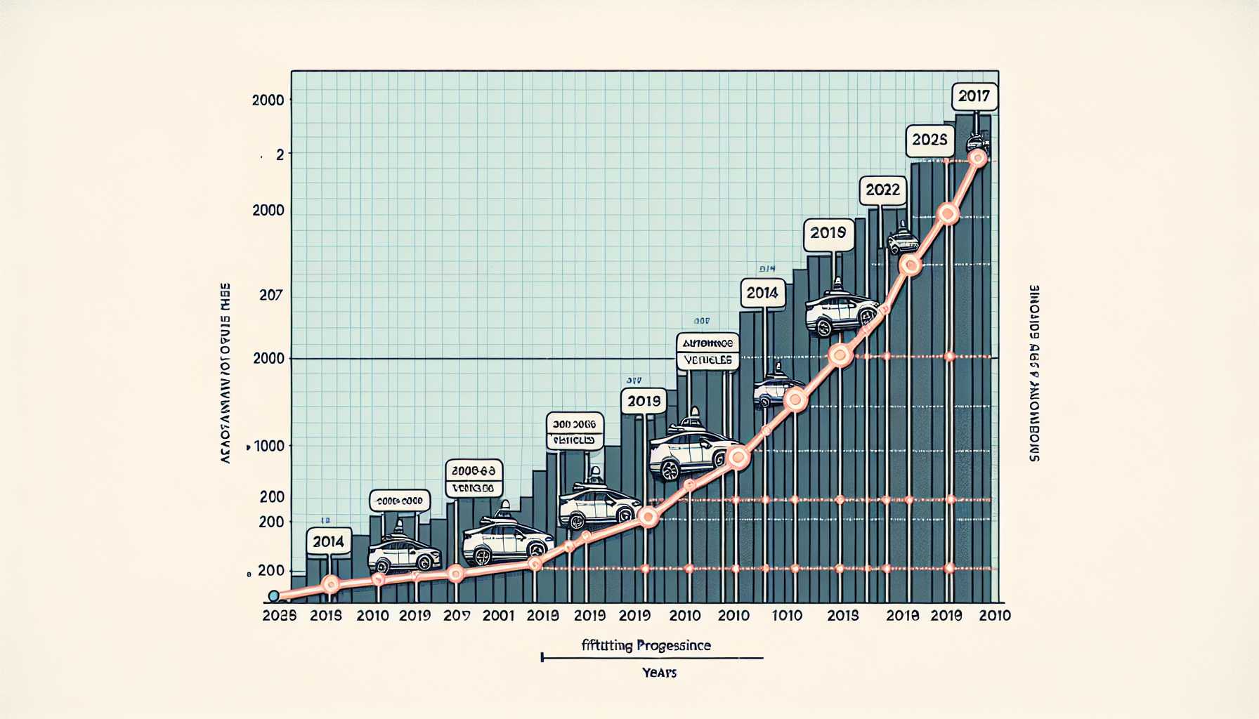 Graph showing the number of autonomous vehicles being tested in California over time