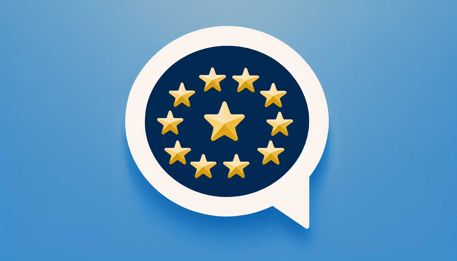 a minimalist illustration of the EU flag subtly hiding the Apple iMessage icon