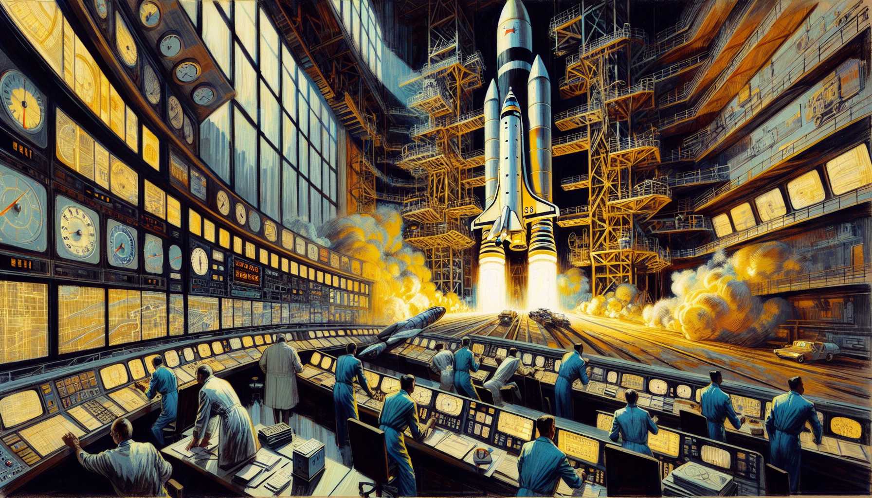 an animated launch sequence of a space rocket