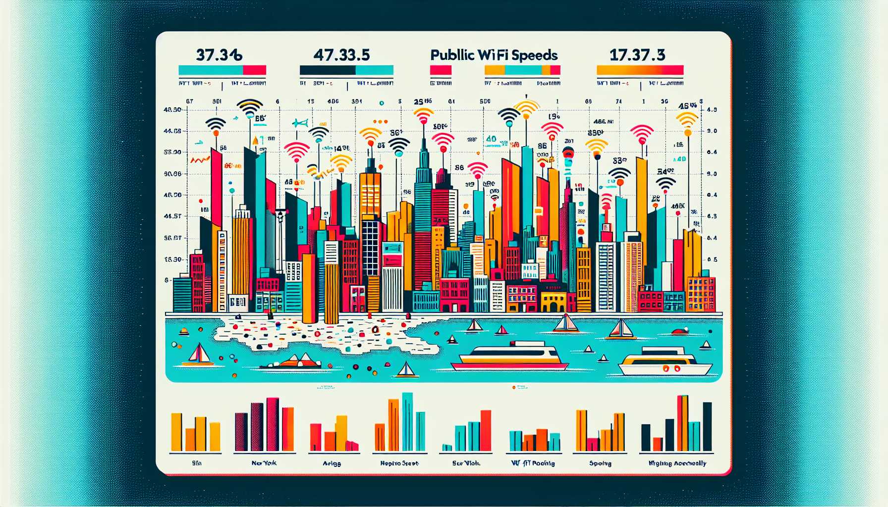 A graph showing the average speed of public Wi-Fi hotspots in New York City