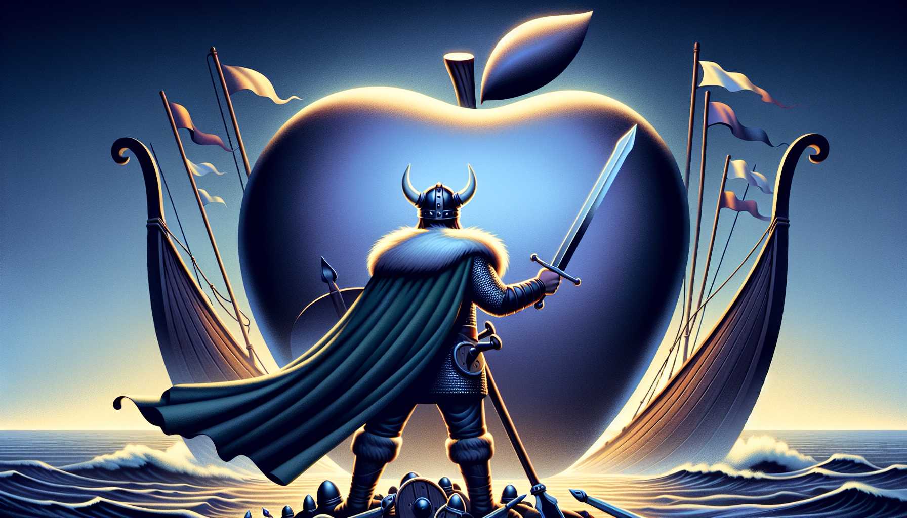 A proud warrior defending their territory, symbolic of Apple's public defense in the music streaming market.