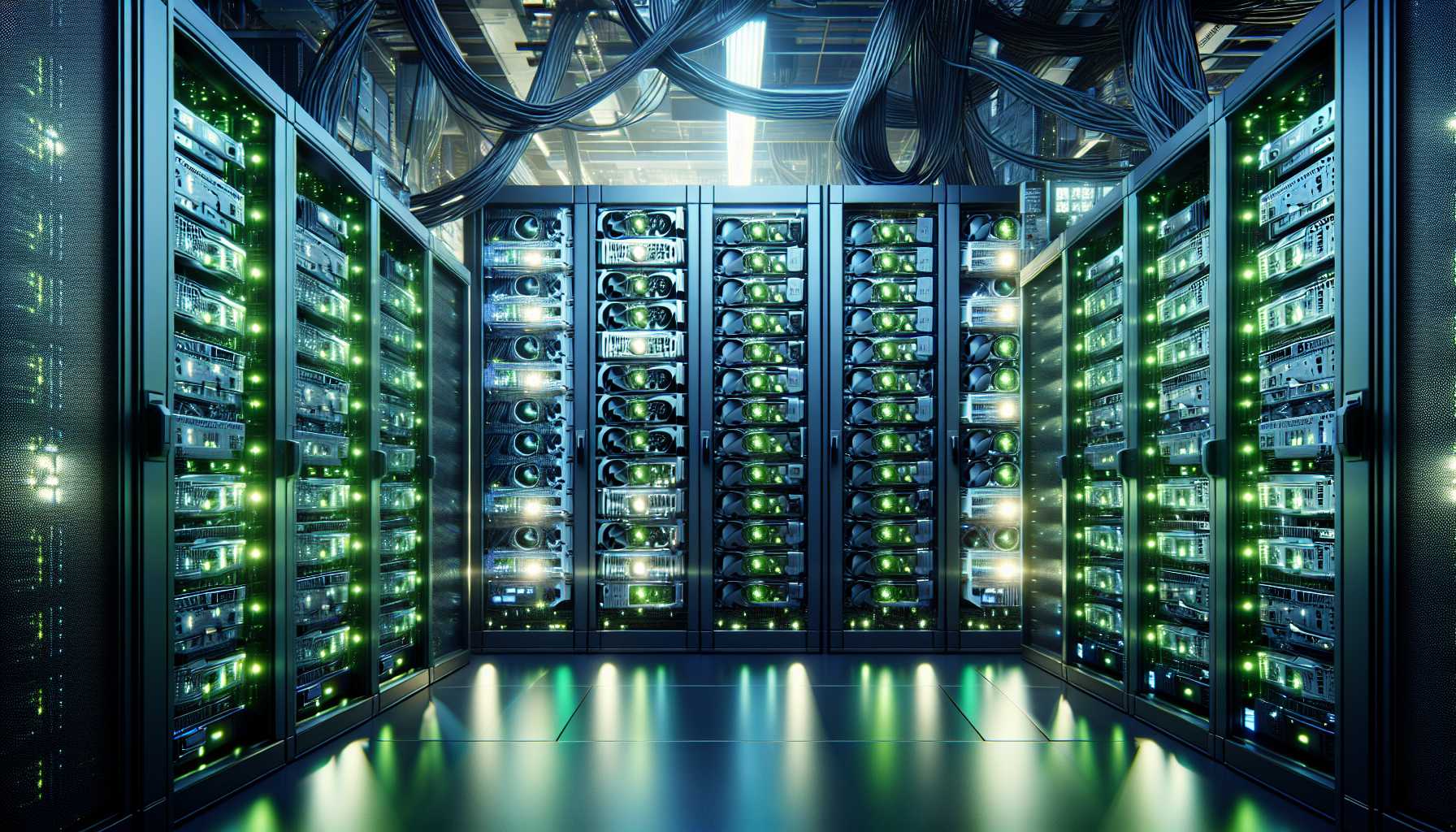 Nvidia GPU Arrays in a high-tech server room