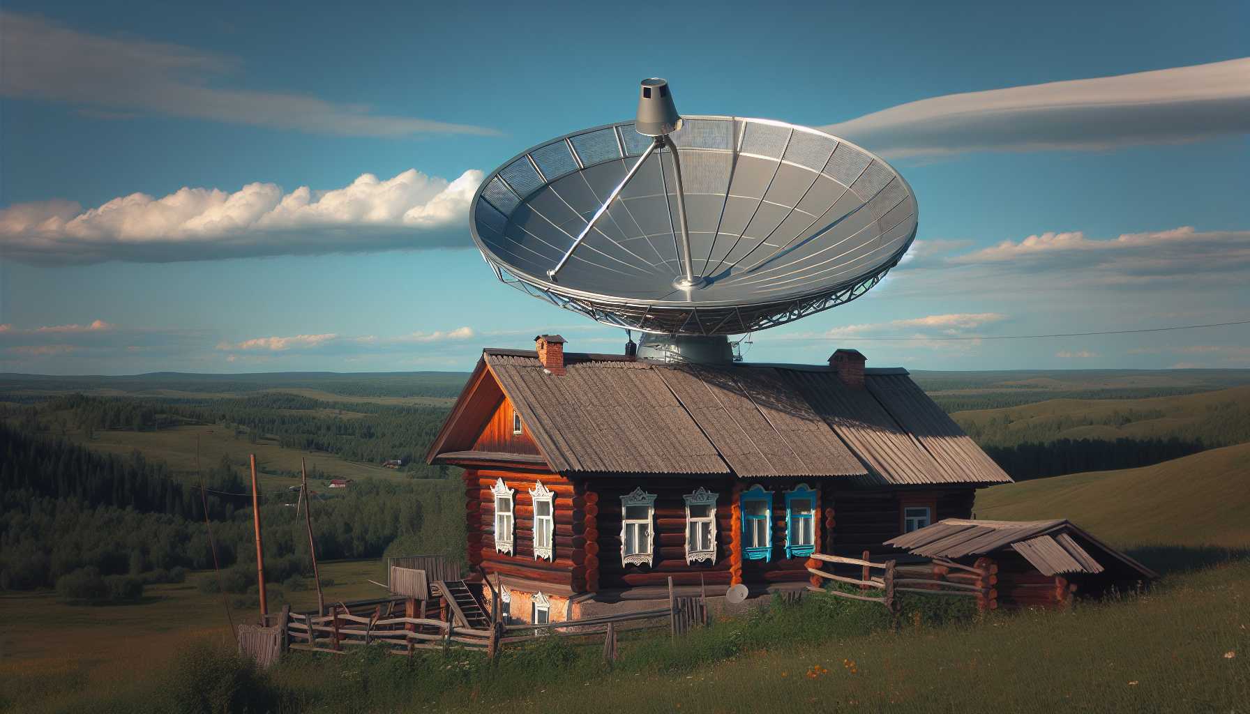 Satellite dish on a house in Mordovia