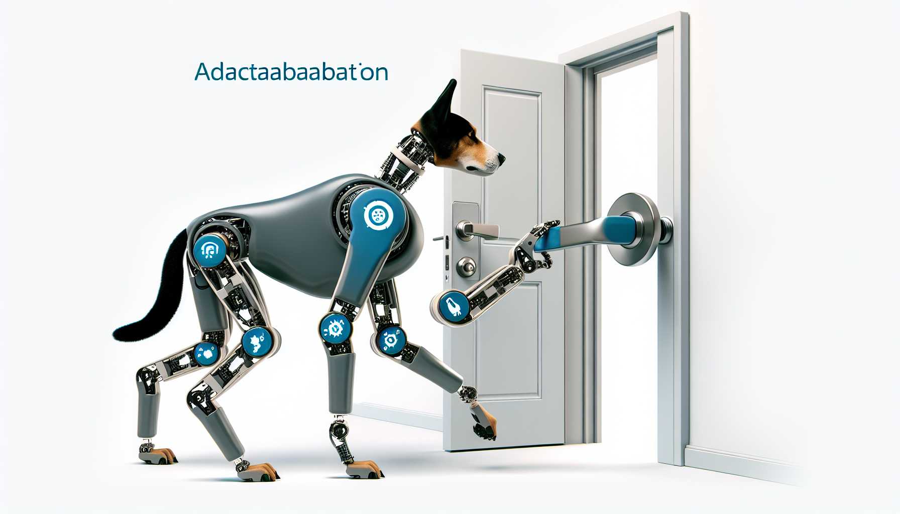 robotic dog using one leg as an arm to open a door