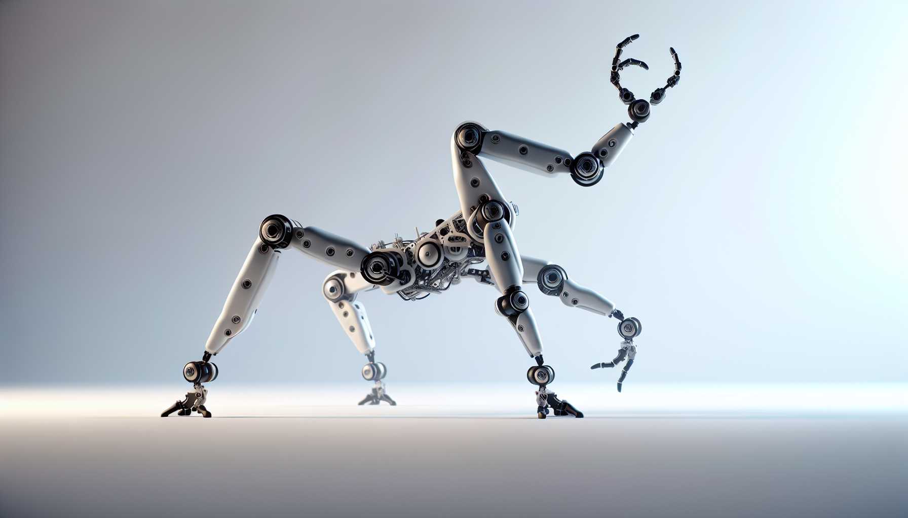 ANYmal robot balancing on three legs while reaching for an object