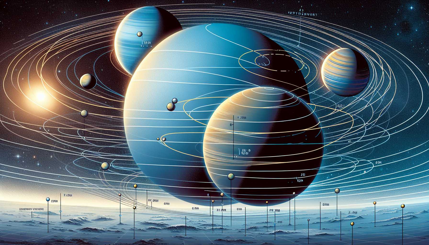 illustration of eccentric and inclined orbits of the new moons around Uranus and Neptune