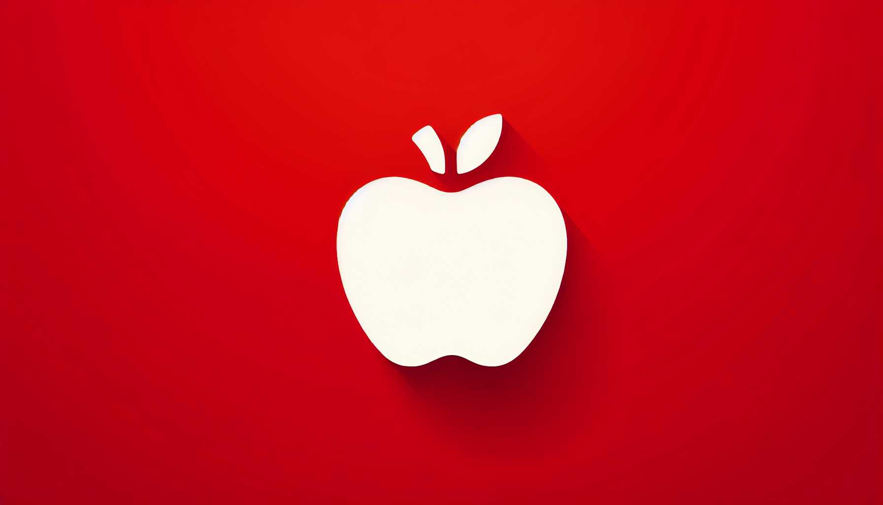 a apple logo with a red background