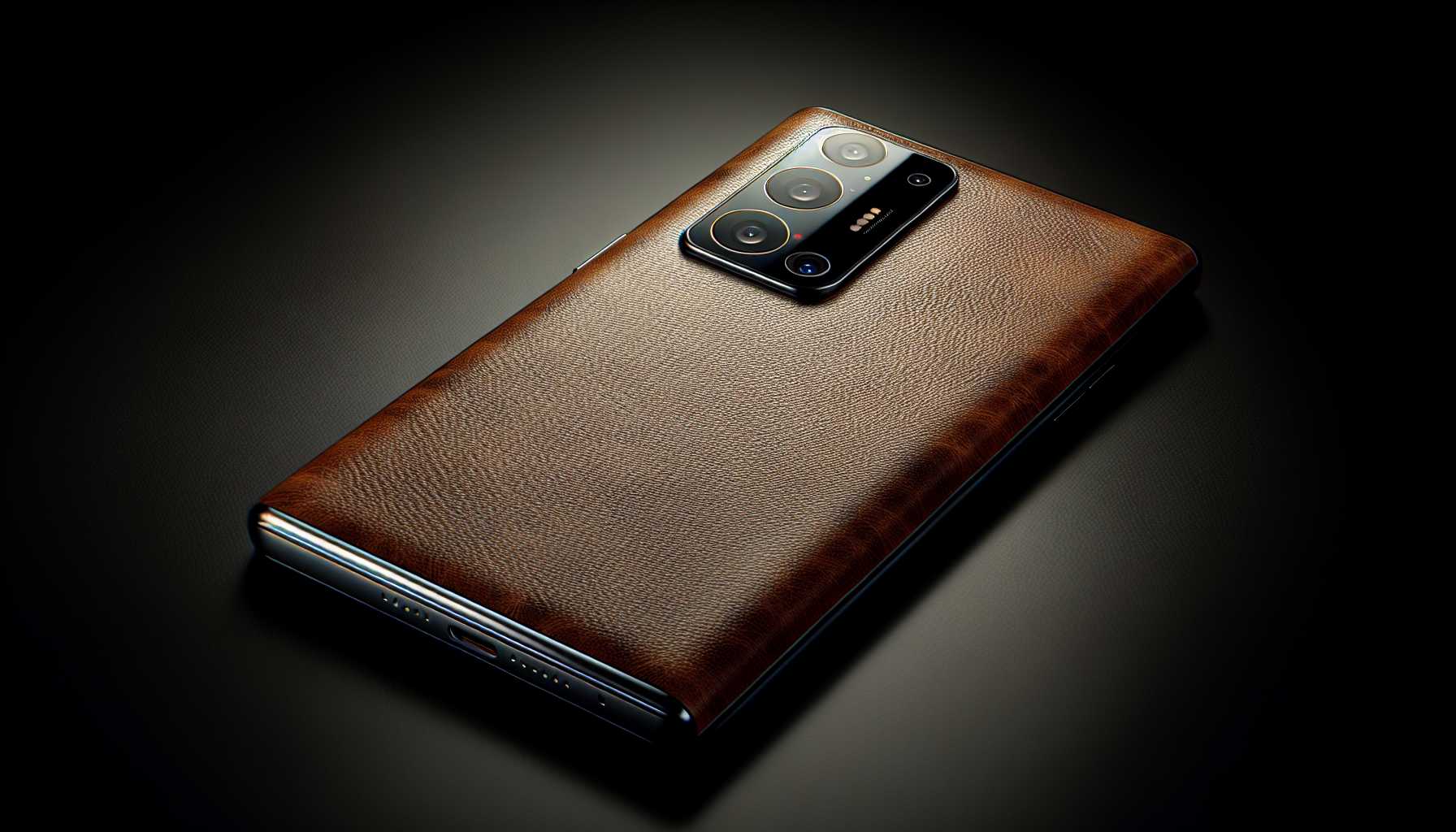 Xiaomi smartphone with four-camera array and leather texture