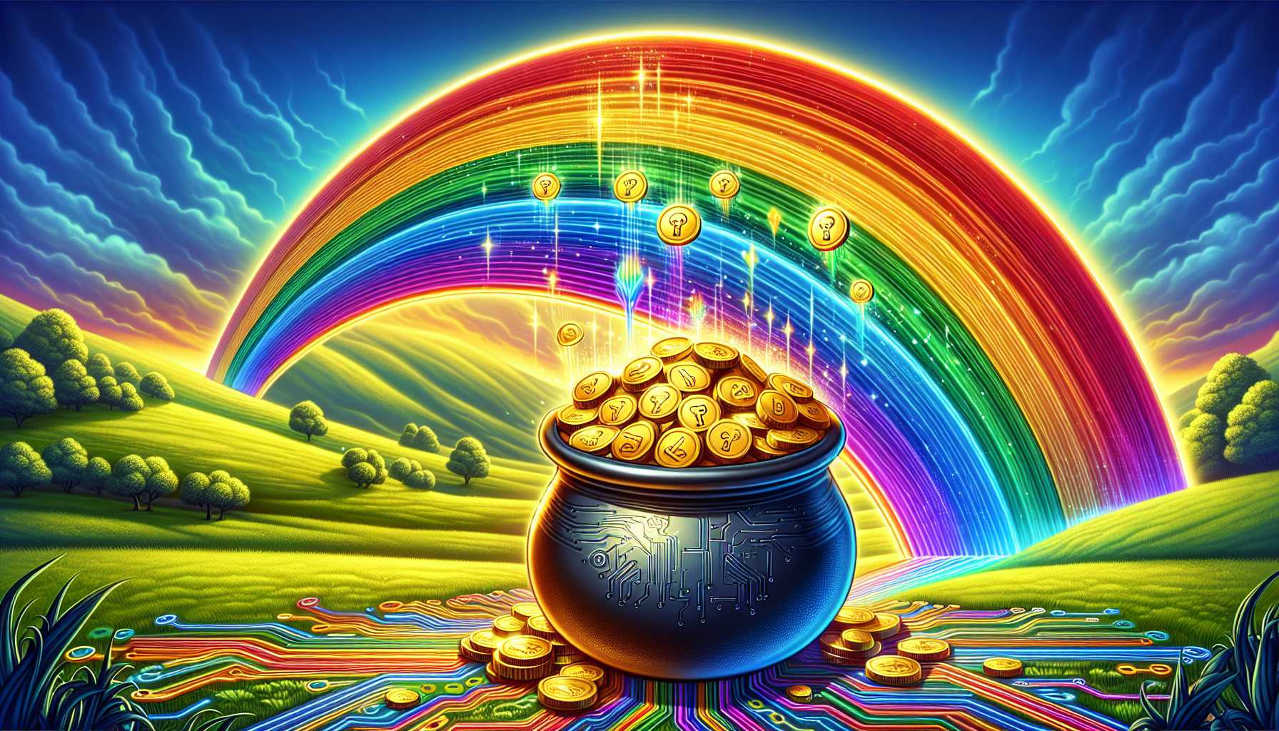 a pot of gold at the end of a rainbow symbolizing tech funding