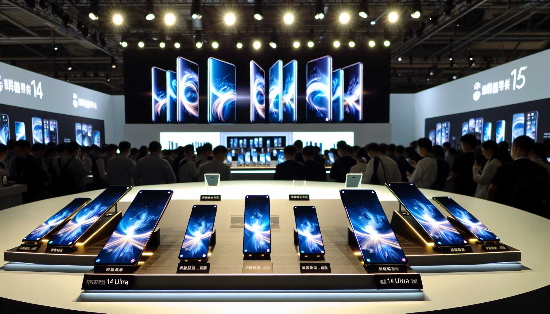 Xiaomi smartphones on display at MWC event - Xiaomi 14 and 14 Ultra launch