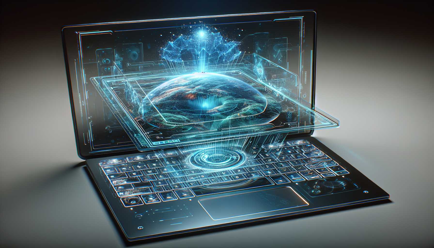 transparent screen laptop augmented reality concept