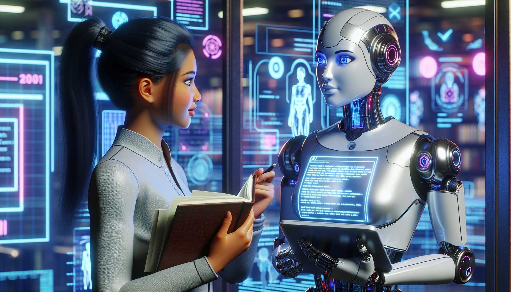 animated discussion between a human and a robot about fact-checking