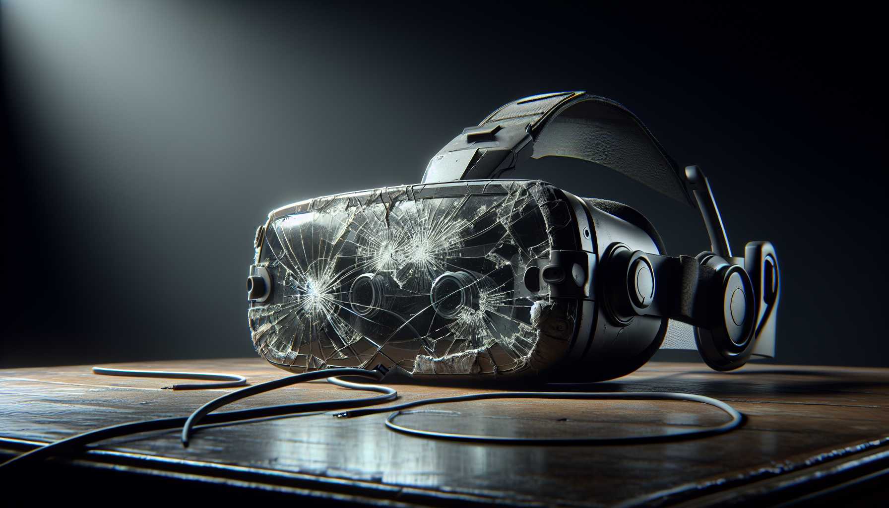 Cracked virtual reality headset