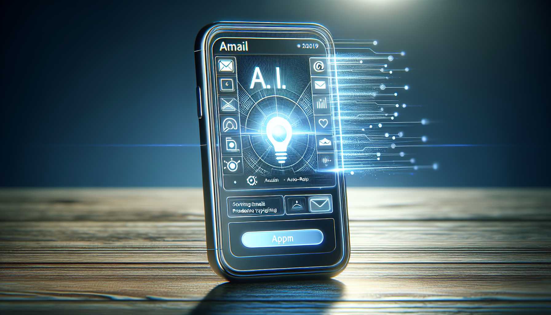 AI-powered email application on a smartphone screen