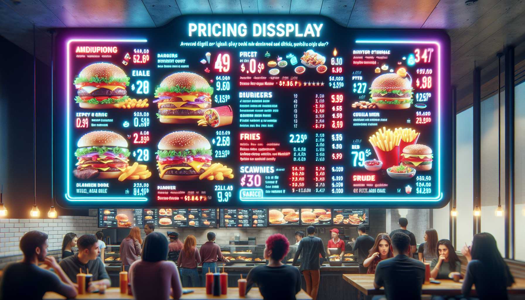 dynamic digital pricing display at a fast-food restaurant