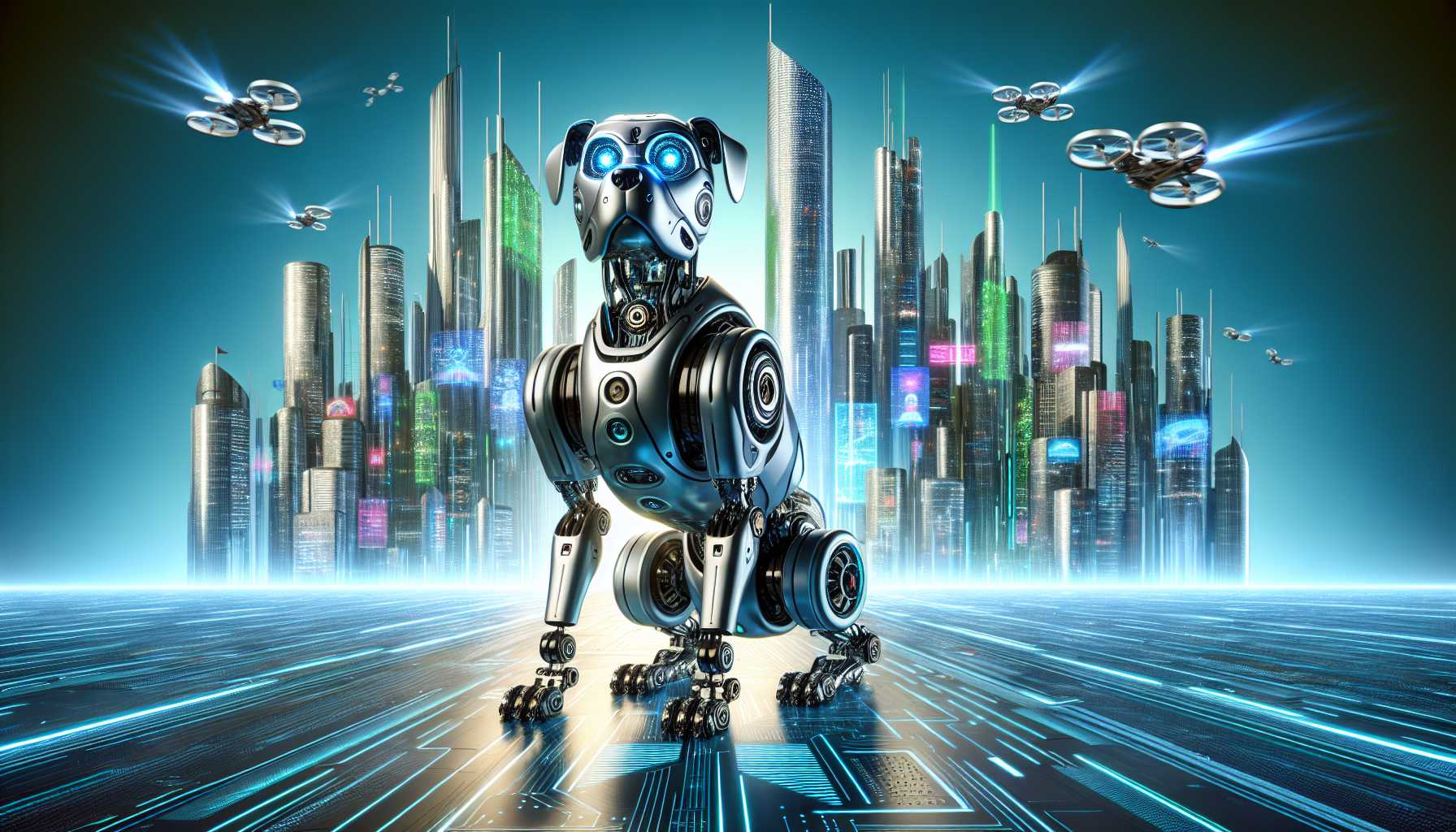 robotic dog with a futuristic background